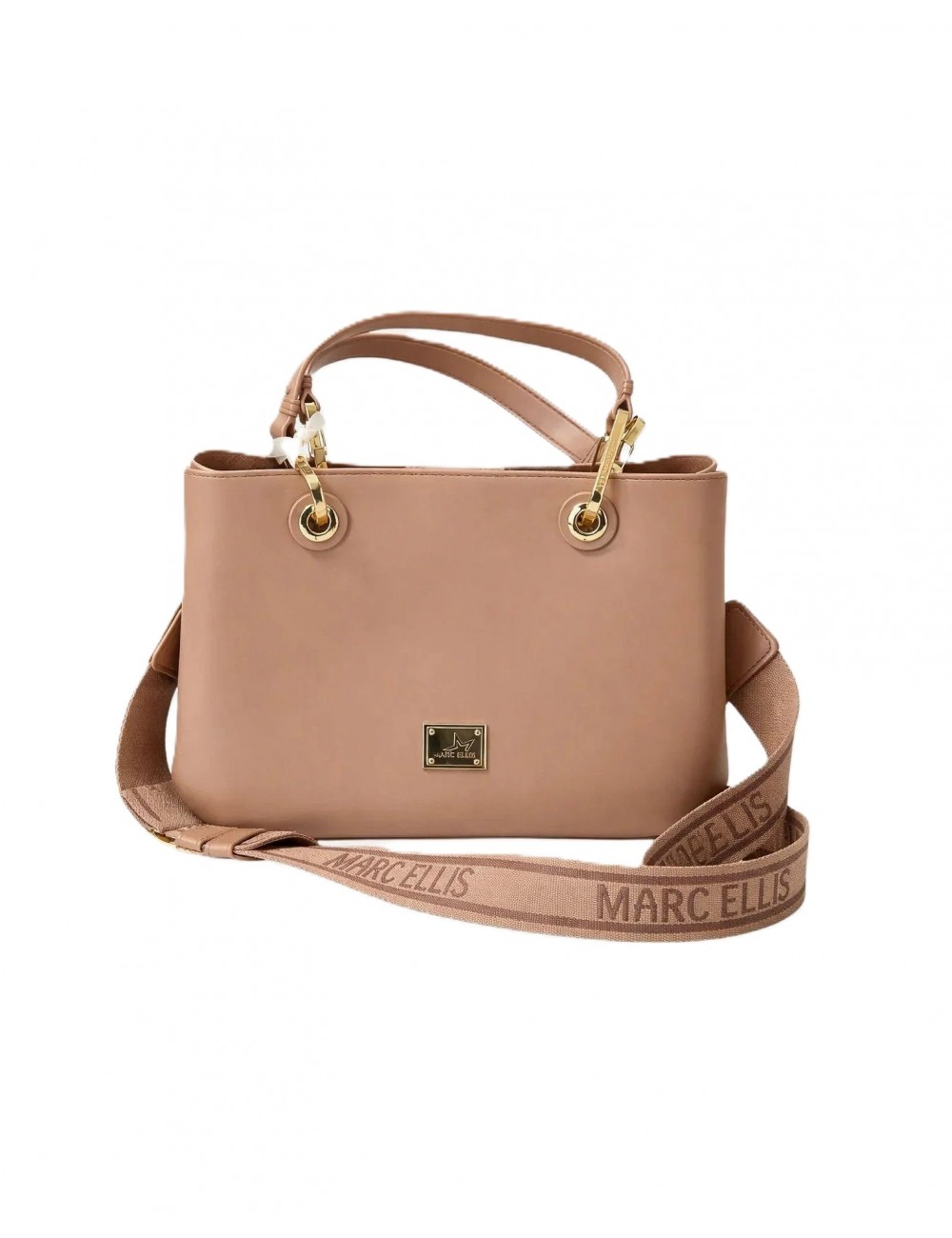 borsa marc ellis DONNA BEIGE SCURO E ORO MOKA MOUSSE/LIGHT GOLD - FLAT KIRA vista frontale