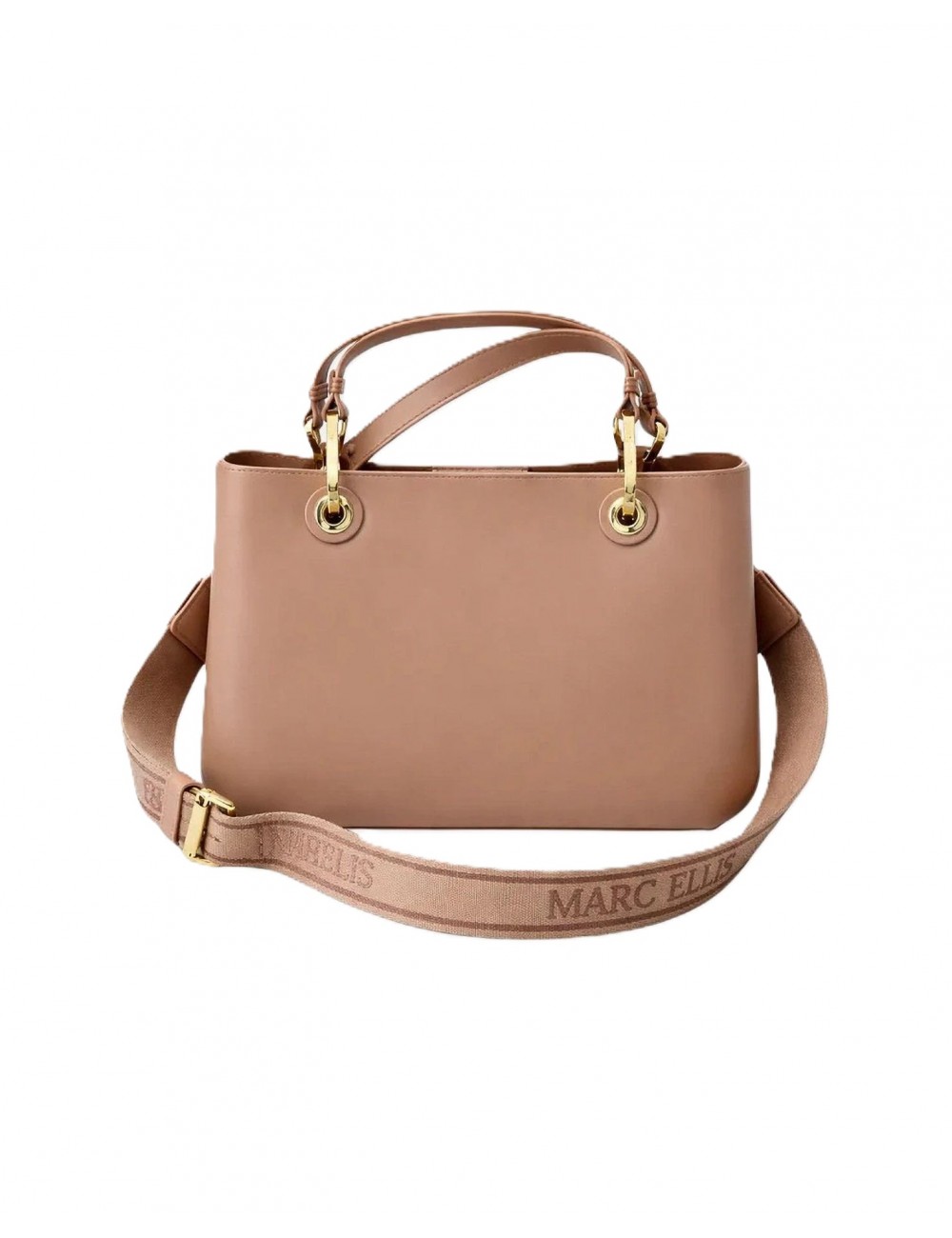 borsa marc ellis DONNA BEIGE SCURO E ORO MOKA MOUSSE/LIGHT GOLD - FLAT KIRA vista frontale