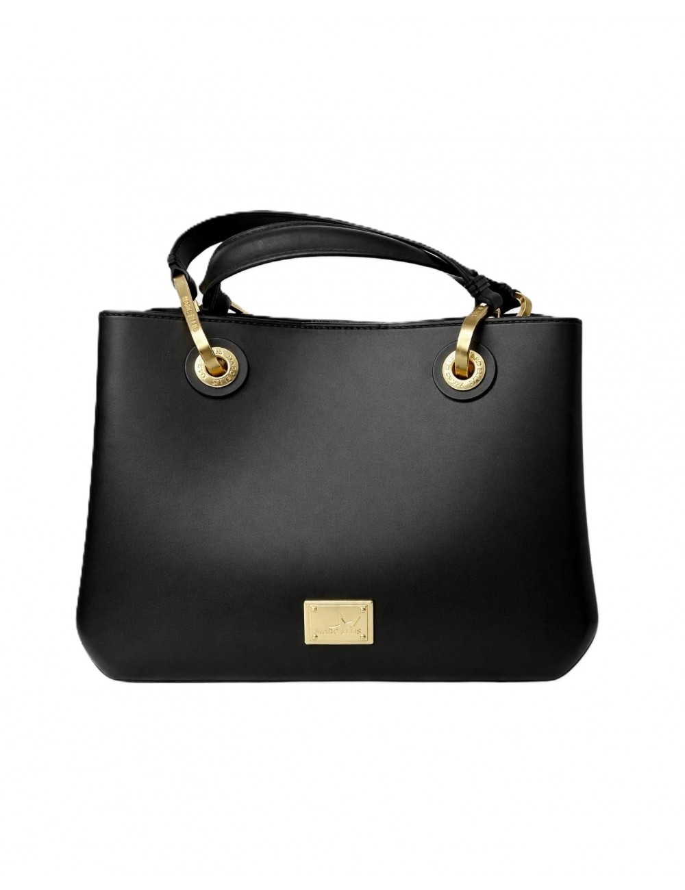 borsa marc ellis DONNA BLACK E MATT GOLD - FLAT KIRA vista frontale