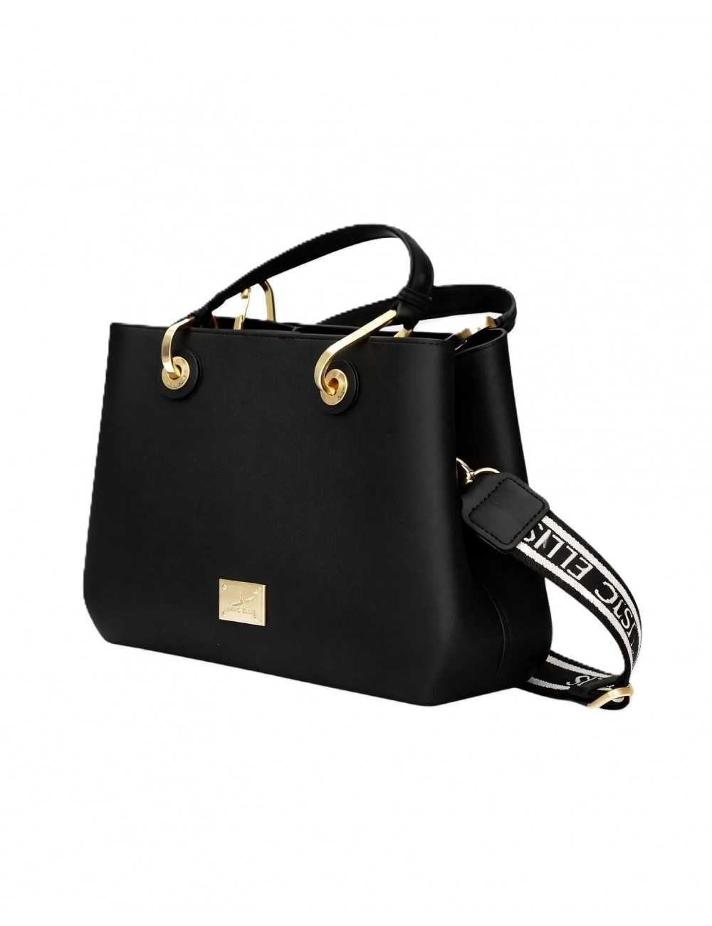 borsa marc ellis DONNA BLACK E MATT GOLD - FLAT KIRA vista frontale