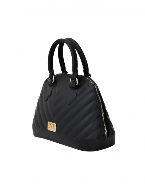 borsa marc ellis DONNA BLACK E LIGHT GOLD - FLAT MAYA M vista laterale