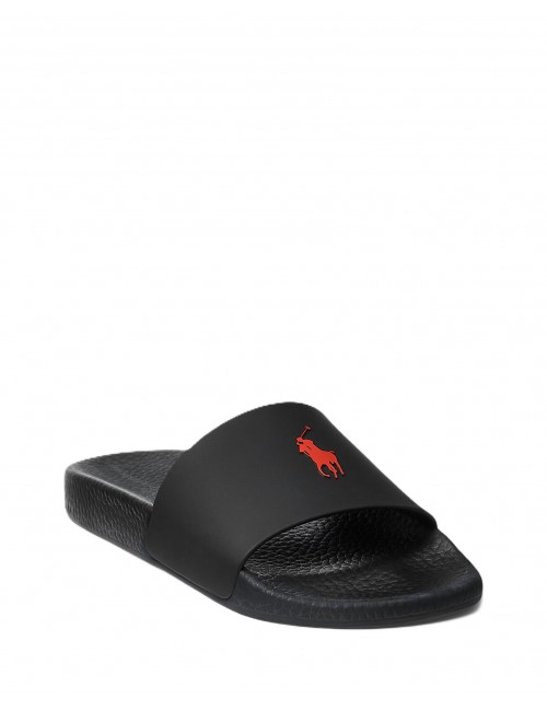 ciabatte polo ralph lauren UOMO BLACK E RED - POLO SLIDE-SN-SLI - 809852071004 vista frontale
