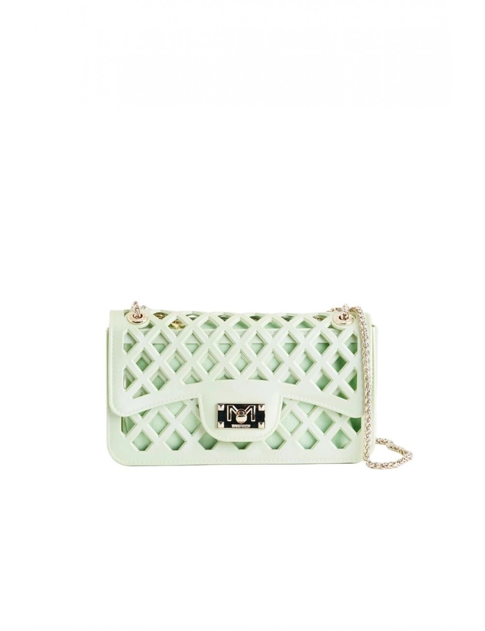 borsa marc ellis DONNA SOFT GREEN E LIGHT GOLD - FLAT BASKET vista frontale