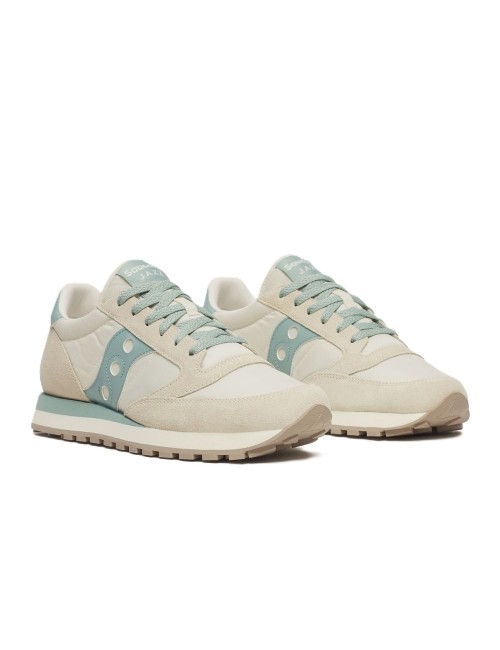 scarpe saucony UNISEX BEIGE E VERDE ACQUA TOFU/BLUE SURF - JAZZ ORIGINAL - S2044-736 vista frontale
