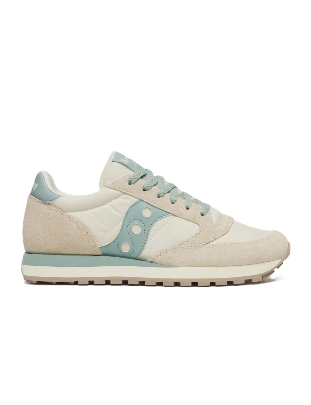 scarpe saucony UNISEX BEIGE E VERDE ACQUA TOFU/BLUE SURF - JAZZ ORIGINAL - S2044-736 vista laterale