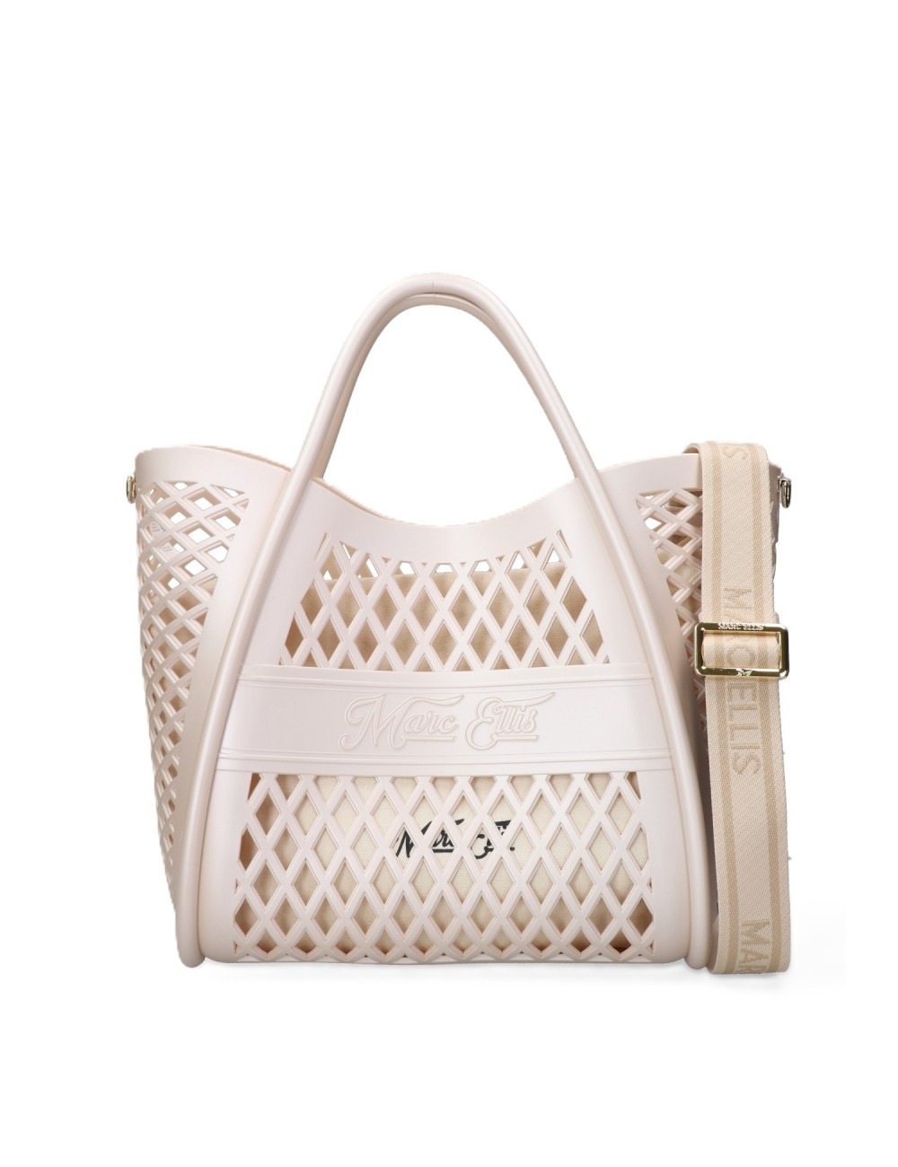 borsa marc ellis DONNA BEIGE E LIGHT GOLD - FLAT BASKET M vista frontale