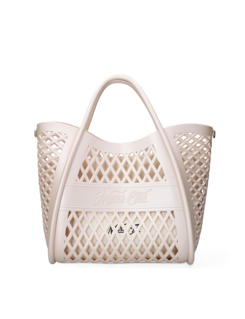 borsa marc ellis DONNA BEIGE E LIGHT GOLD - FLAT BASKET M vista frontale 2