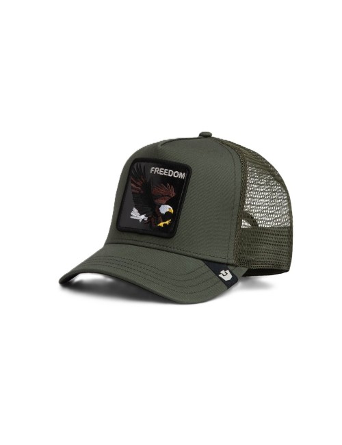 cappello goorin bros UNISEX VERDE MILITARE PALM - FREEDOM EAGLE TRUCKER - 101-2541-PAL01 vista laterale