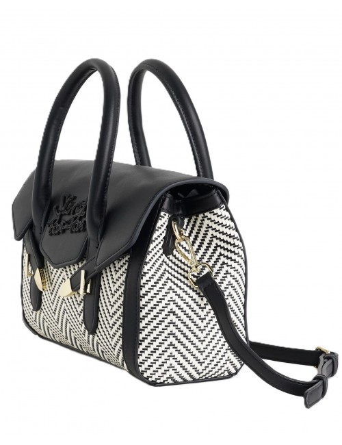 borsa secret pon pon DONNA BLACK - YALIS STRAW SMALL vista laterale