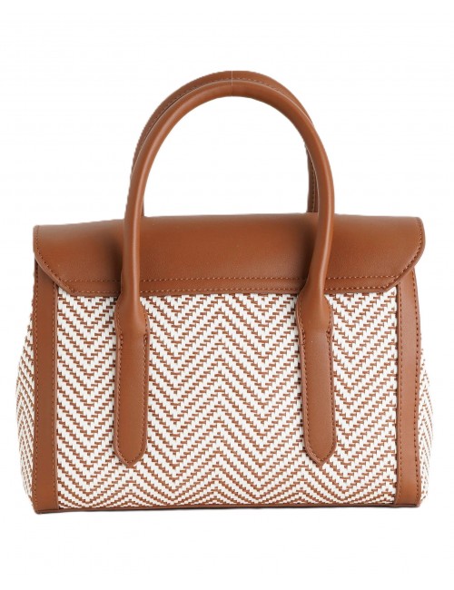 borsa secret pon pon DONNA CUOIO TAN - YALIS STRAW SMALL vista posteriore
