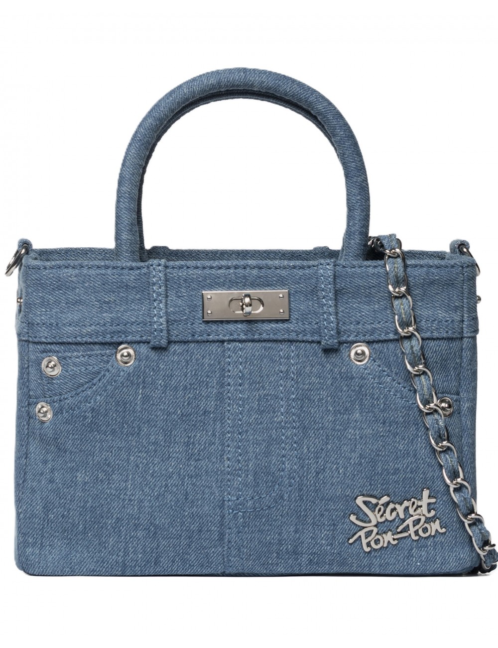 borsa secret pon pon DONNA AZZURRA JEANS - BAG POCHE vista frontale