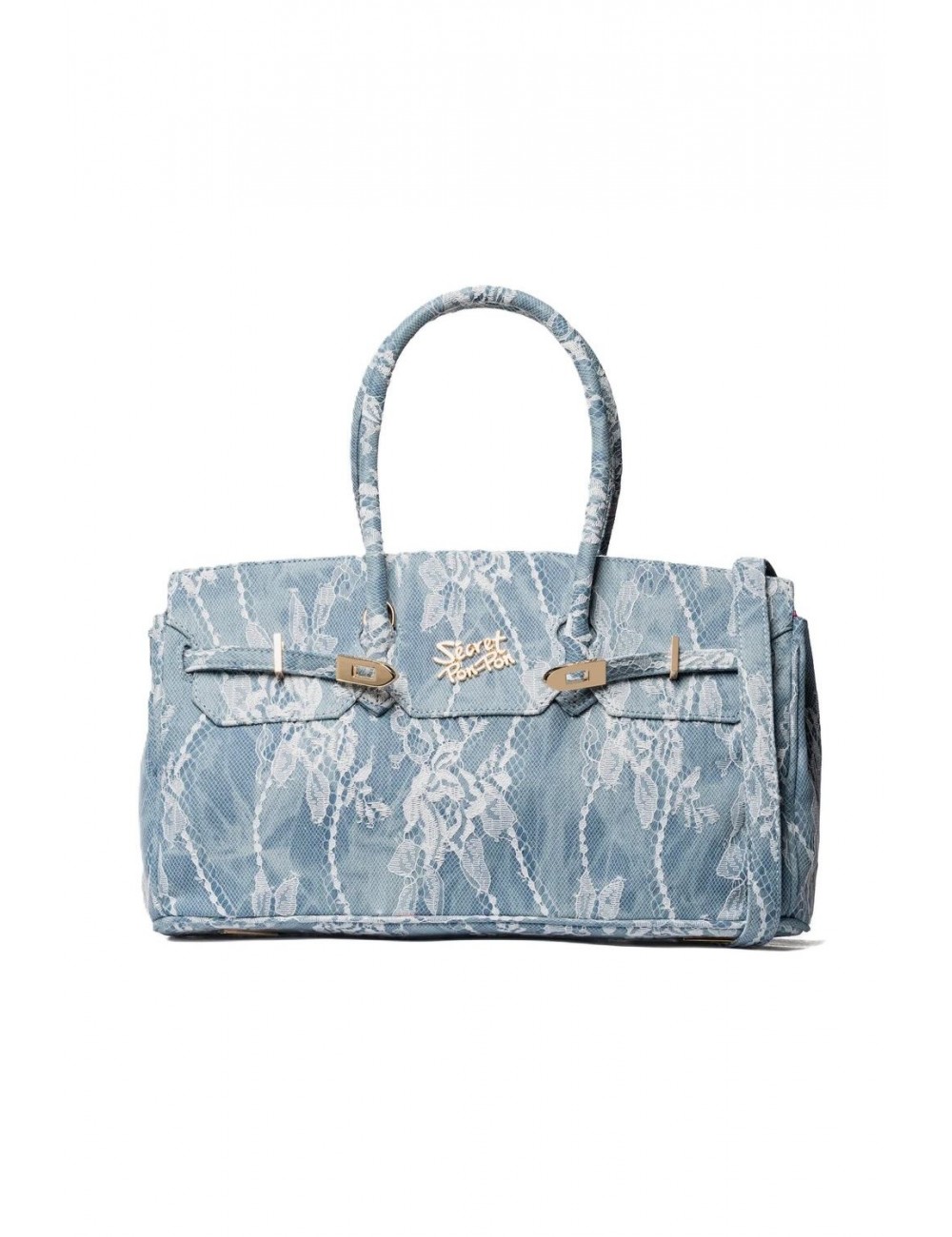 borsa secret pon pon DONNA AZZURRA DENIM - GRACE M LACE vista frontale