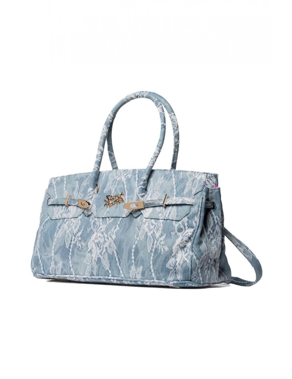 borsa secret pon pon DONNA AZZURRA DENIM - GRACE M LACE vista frontale