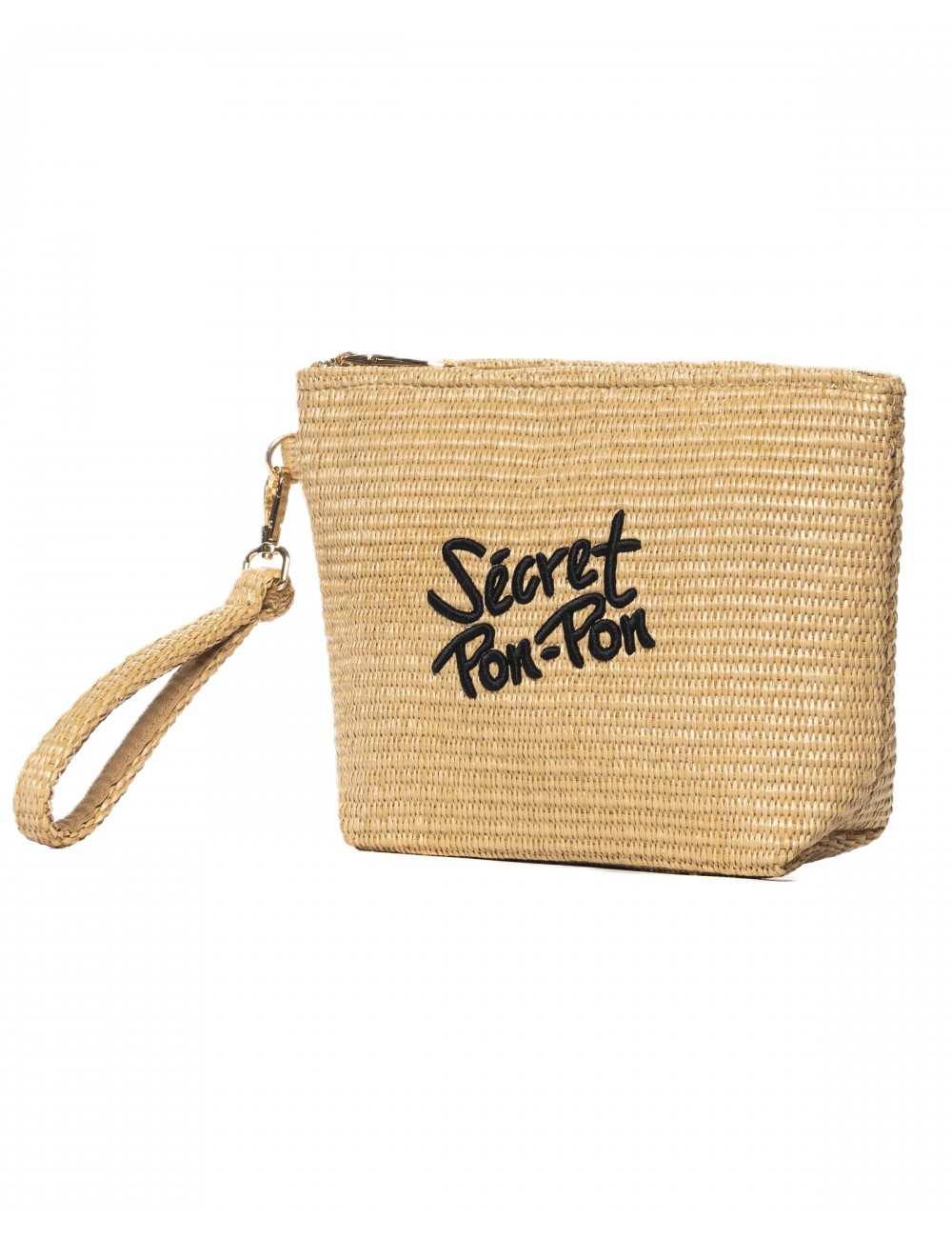 pochette secret pon pon DONNA BEIGE E NERA NATURAL/BLACK - RODEO CLUTCH vista frontale