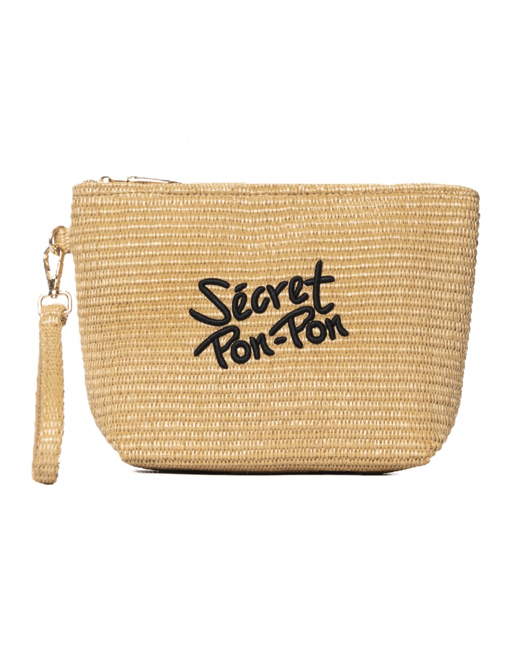 pochette secret pon pon DONNA BEIGE E NERA NATURAL/BLACK - RODEO CLUTCH vista frontale