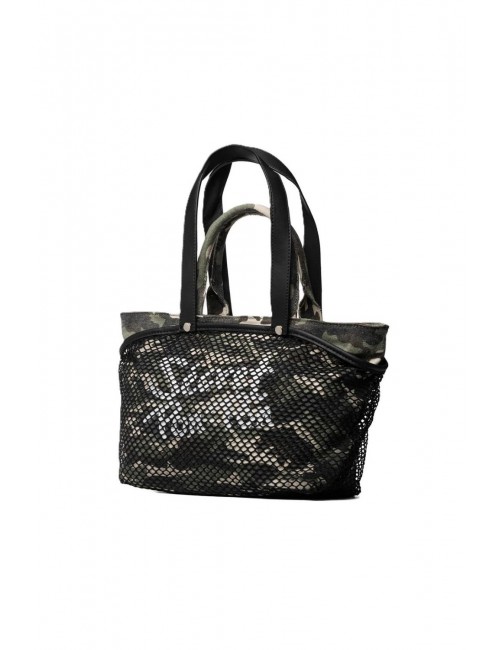 borsa secret pon pon DONNA MULTICOLORE CAMOU - CITY TOTE M vista laterale