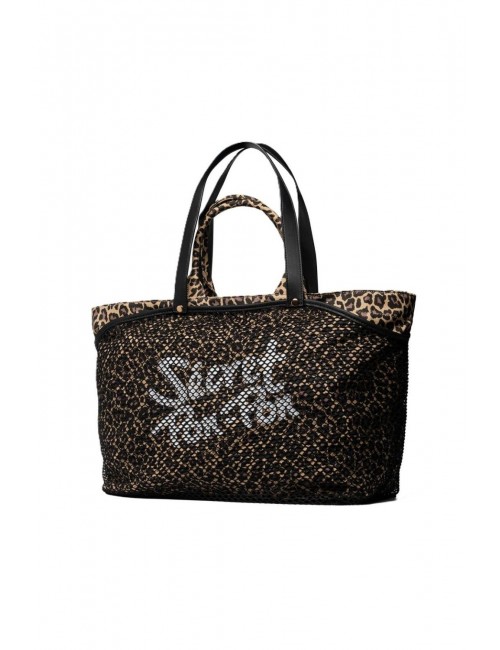 borsa secret pon pon DONNA MULTICOLORE LEOPARD - CITY TOTE L vista laterale