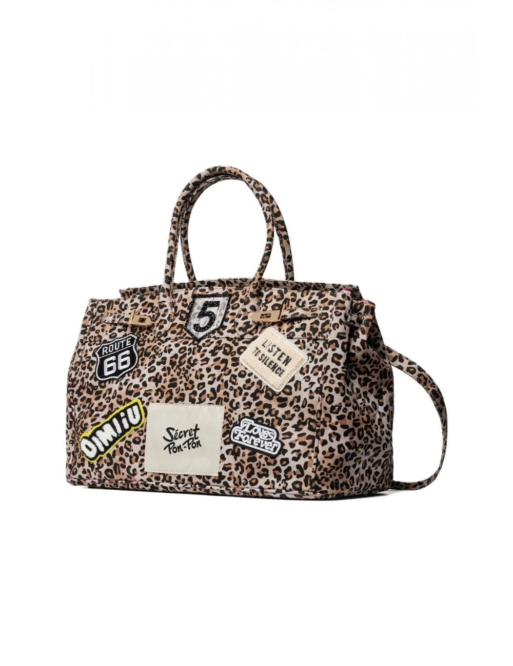 borsa secret pon pon DONNA  MULTICOLORE LEOPARD - GRACE CANVAS L vista frontale