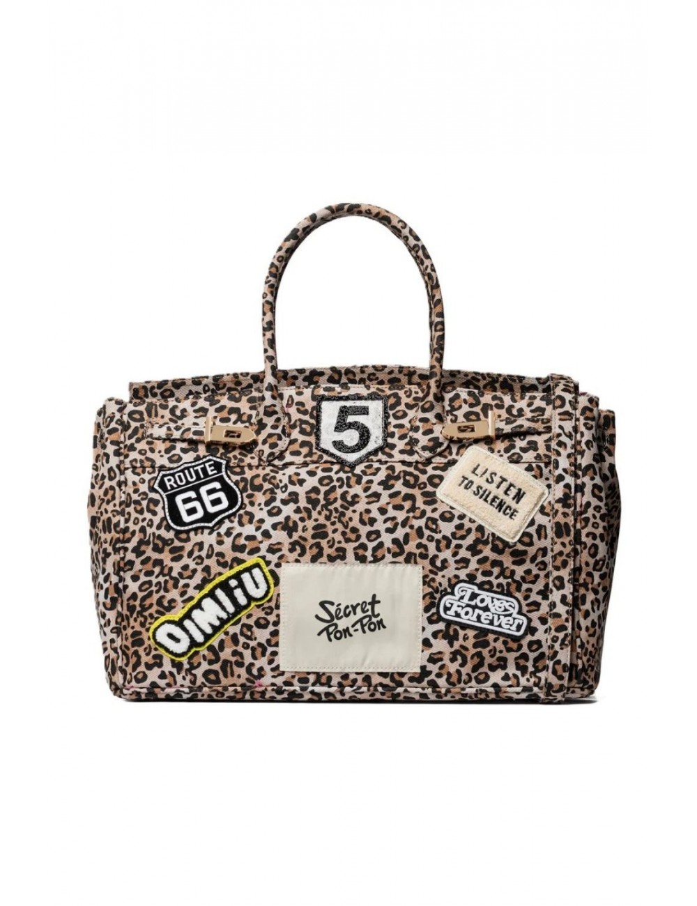 borsa secret pon pon DONNA  MULTICOLORE LEOPARD - GRACE CANVAS L vista frontale
