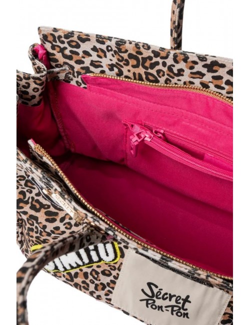 borsa secret pon pon DONNA  MULTICOLORE LEOPARD - GRACE CANVAS L vista interna