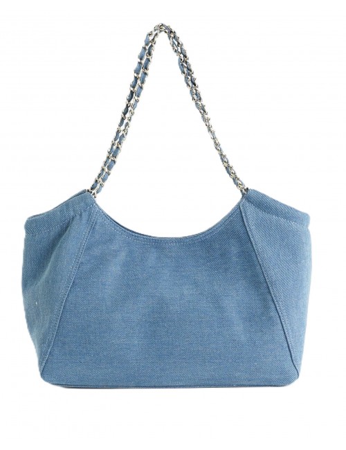 borsa secret pon pon DONNA AZZURRA JEANS - TOTE POCHE vista posteriore