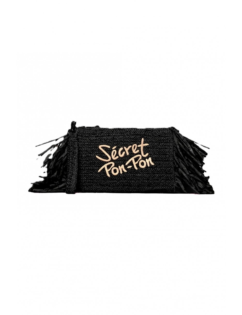 pochette secret pon pon DONNA BLACK - STEPHANIE POUCH STRAW vista frontale