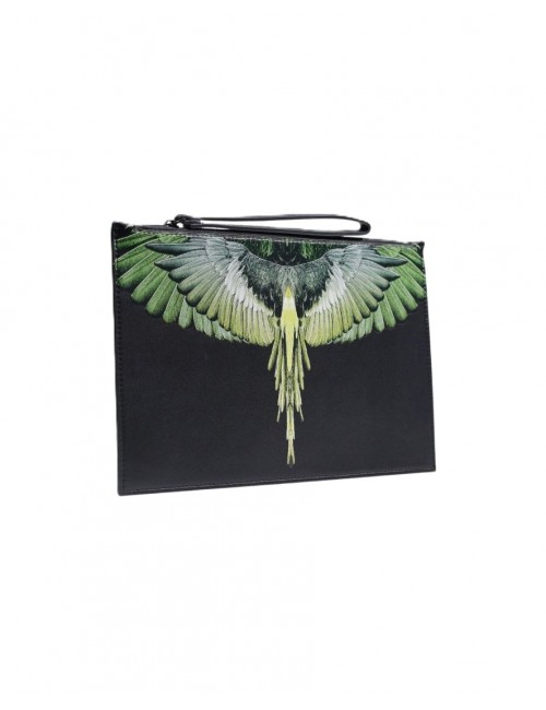 pochette marcelo burlon county of milan UOMO BLACK/YELLOW WINGS - COMAS260336 vista laterale