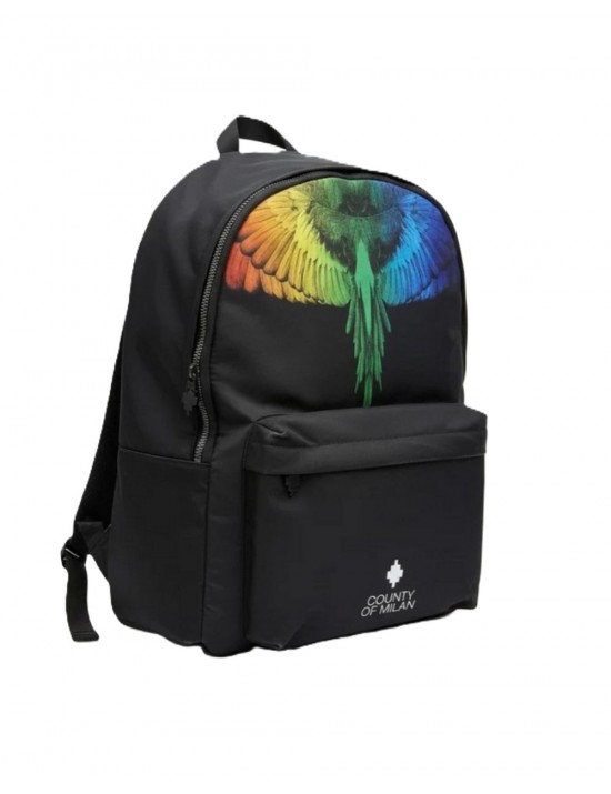zaino marcelo burlon county of milan UOMO BLACK/RAINBOW WINGS - COMAS260307 vista laterale