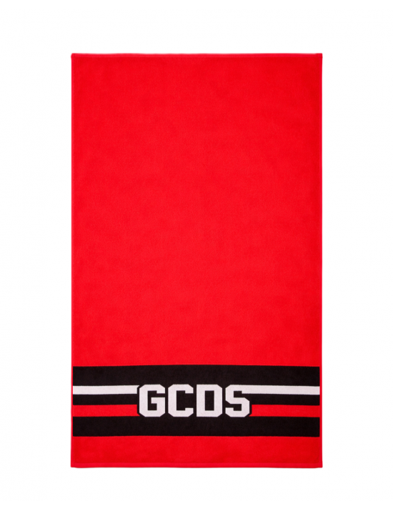 telo mare gcds UNISEX ROSSO E NERO TOMATO RED/BLACK - C1UEQS241T337-436B vista intera