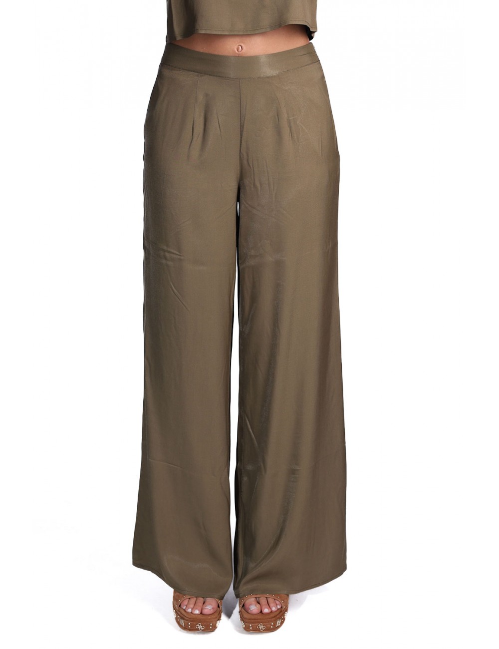 pantalone guess DONNA VERDE MILITARE G1BT - E6GB04WP232 vista frontale indossato