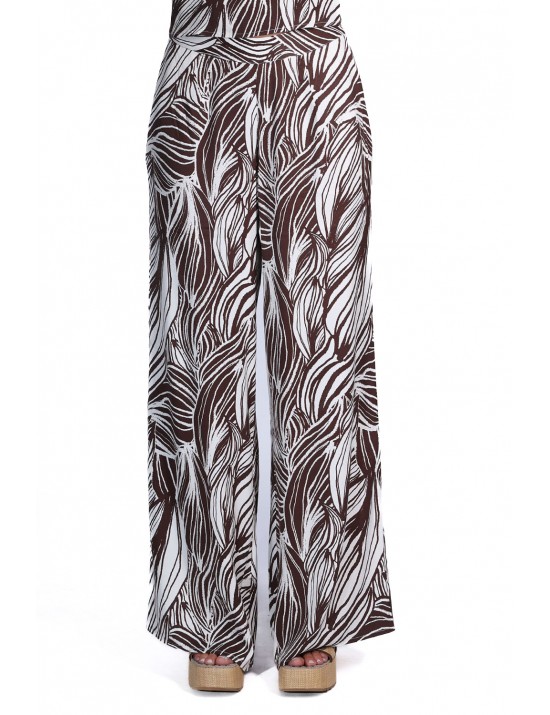 pantalone guess DONNA BIANCO E MARRONE PMJU - E6GB04WP232 vista frontale indossato