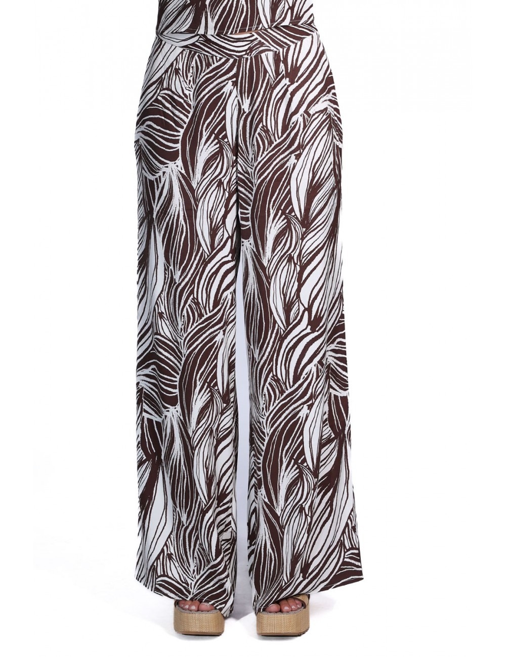 pantalone guess DONNA BIANCO E MARRONE PMJU - E6GB04WP232 vista frontale indossato