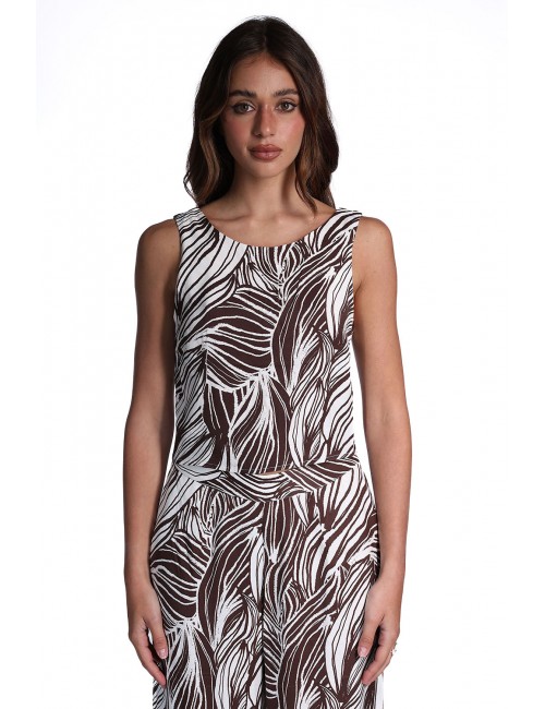 top guess DONNA BIANCO E MARRONE PMJU - E6GH05WP232 vista frontale indossato