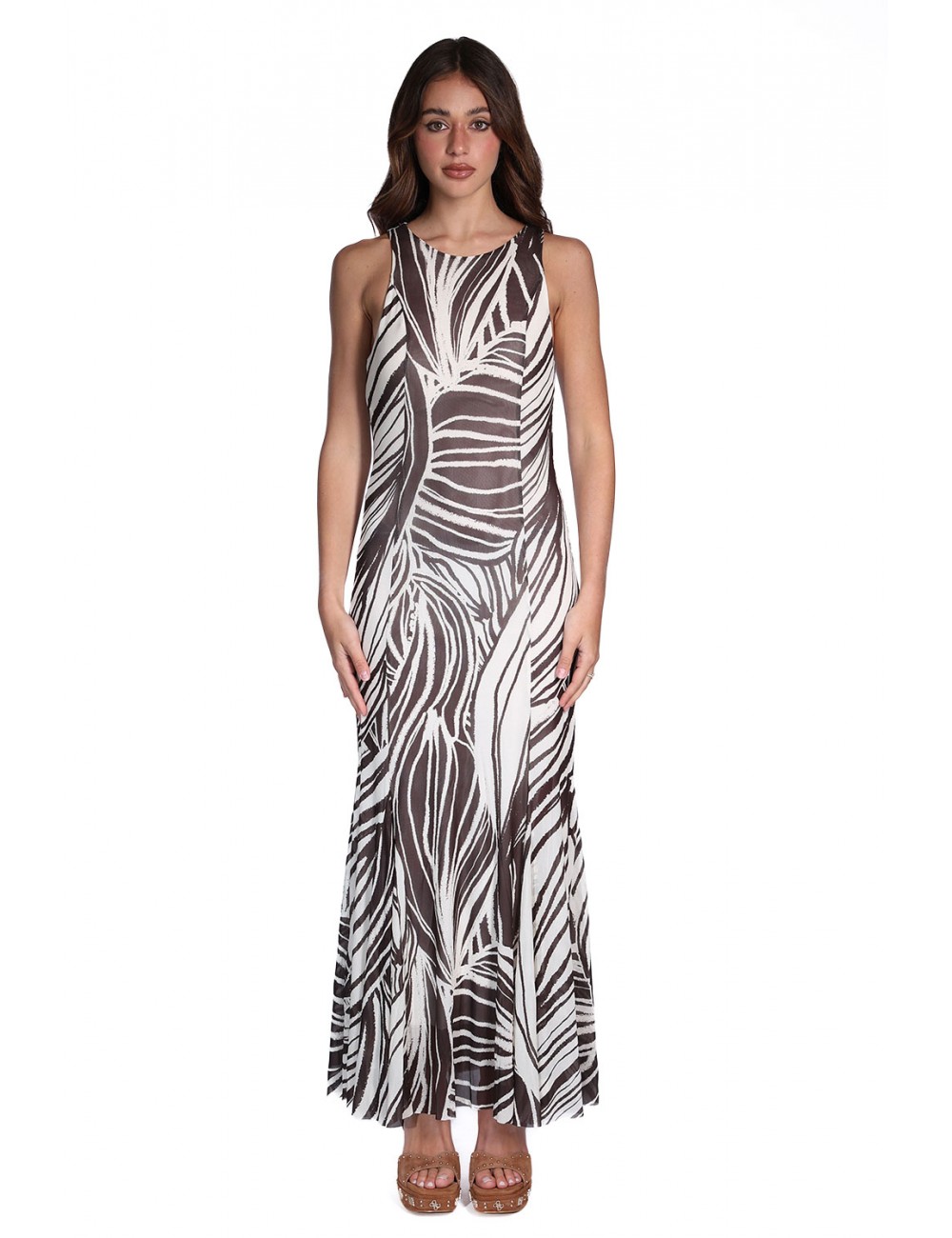 abito guess DONNA PANNA E MARRONE PMIC - W6GK13K2943 vista frontale 2