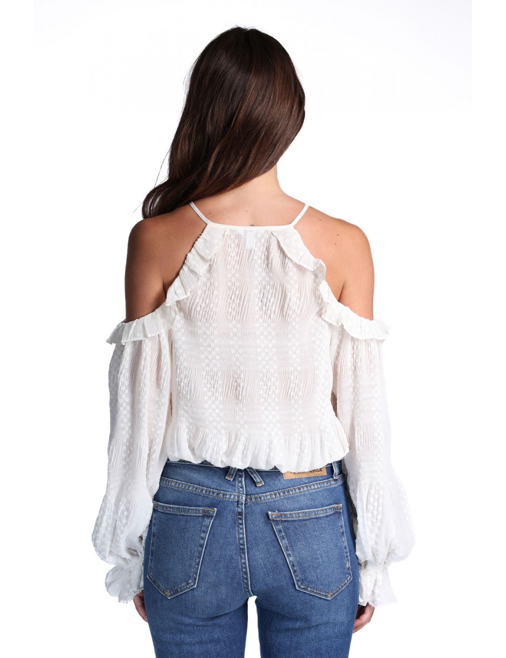 blusa guess DONNA BIANCA G1O6 - W6GH61W2041 vista posteriore indossata