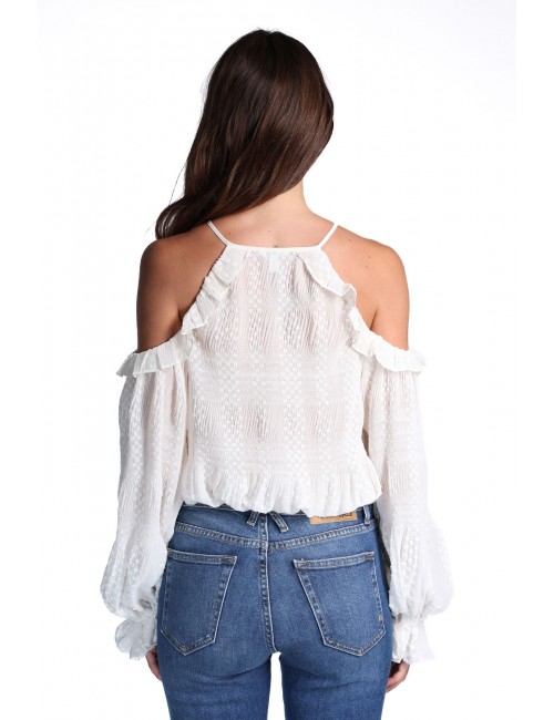 blusa guess DONNA BIANCA G1O6 - W6GH61W2041 vista posteriore indossata