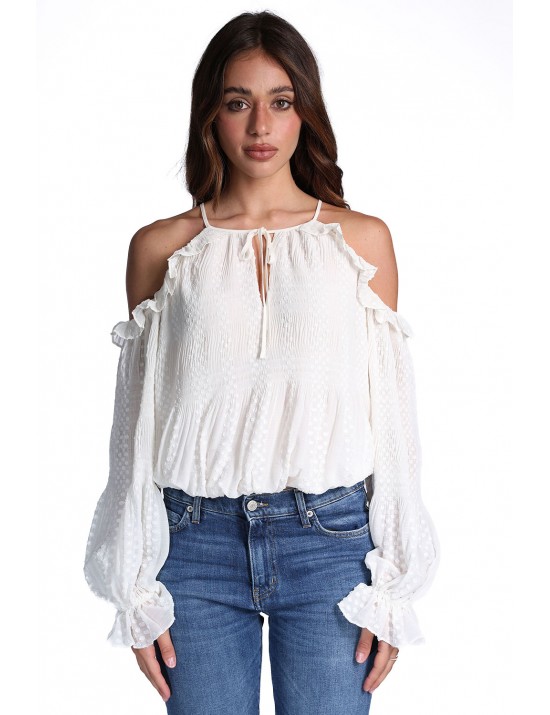 blusa guess DONNA BIANCA G1O6 - W6GH61W2041 vista frontale indossata