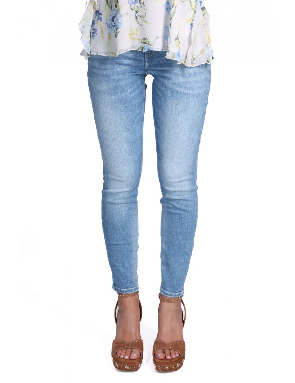 jeans guess DONNA BLU CHIARO CLH1 - W2YA46D4Q01 vista frontale indossato