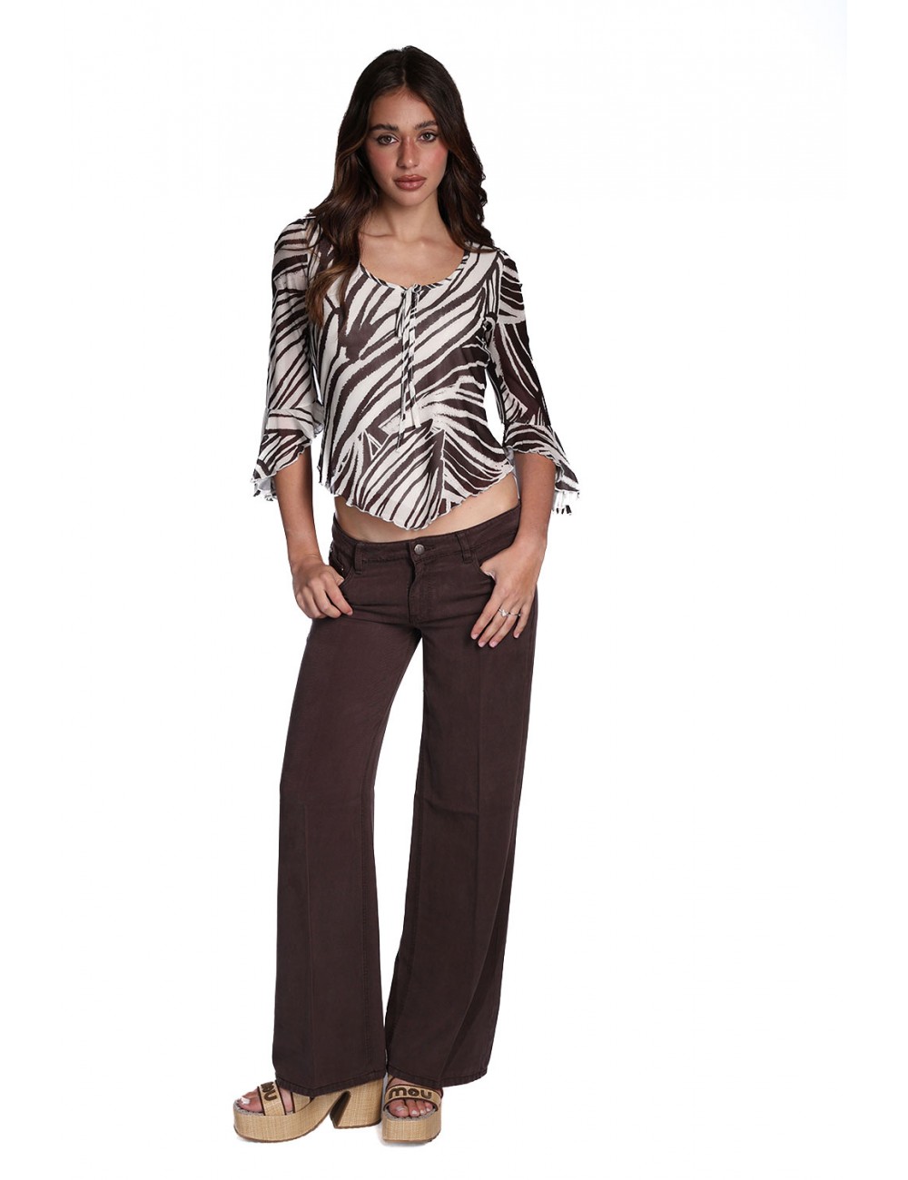 pantalone guess DONNA MARRONE G1EB - W4GA96WDP85 vista completo frontale 2