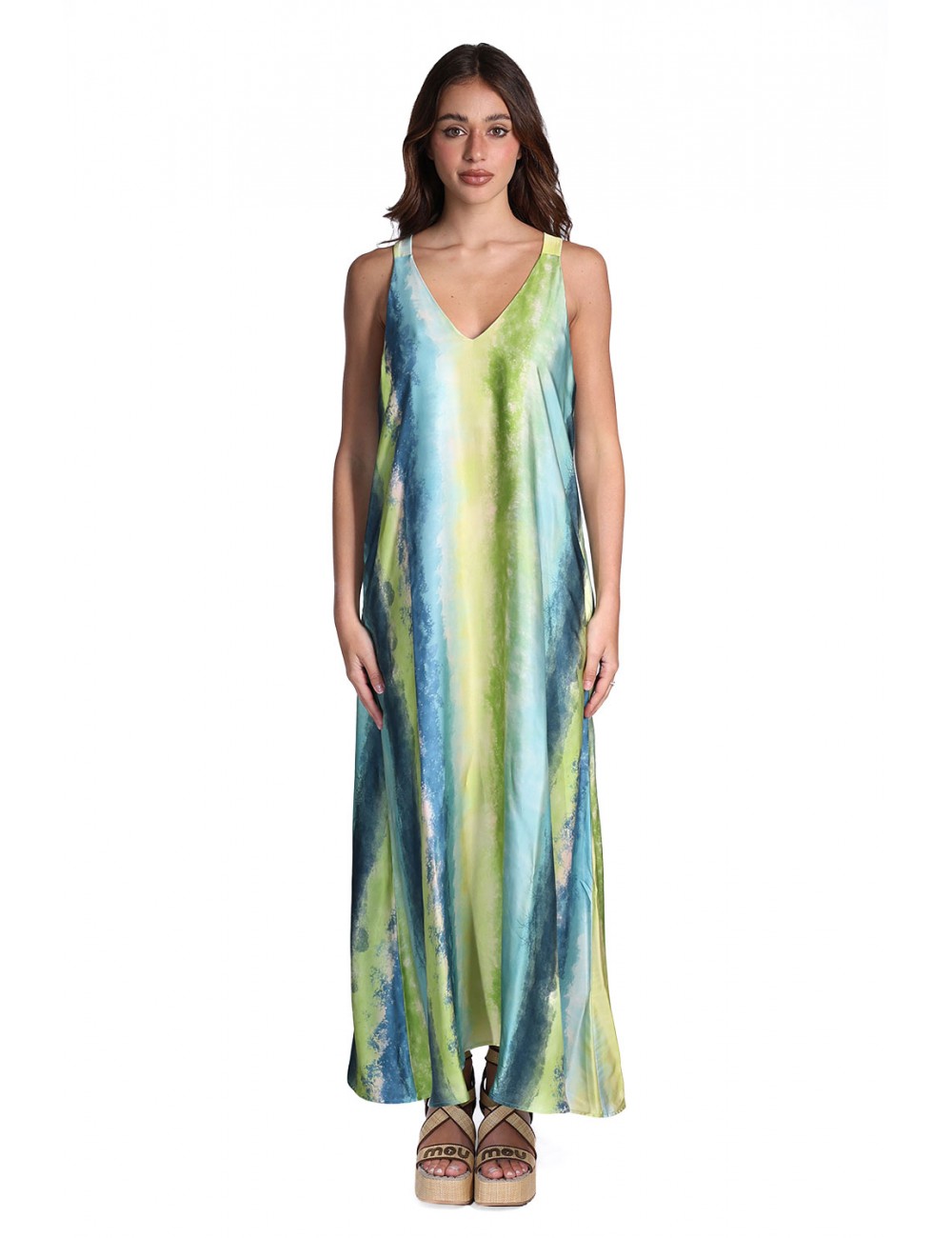 abito lungo jijil DONNA MULTICOLORE 1552 SFUMATO VERDE - JPE26AB227 vista frontale