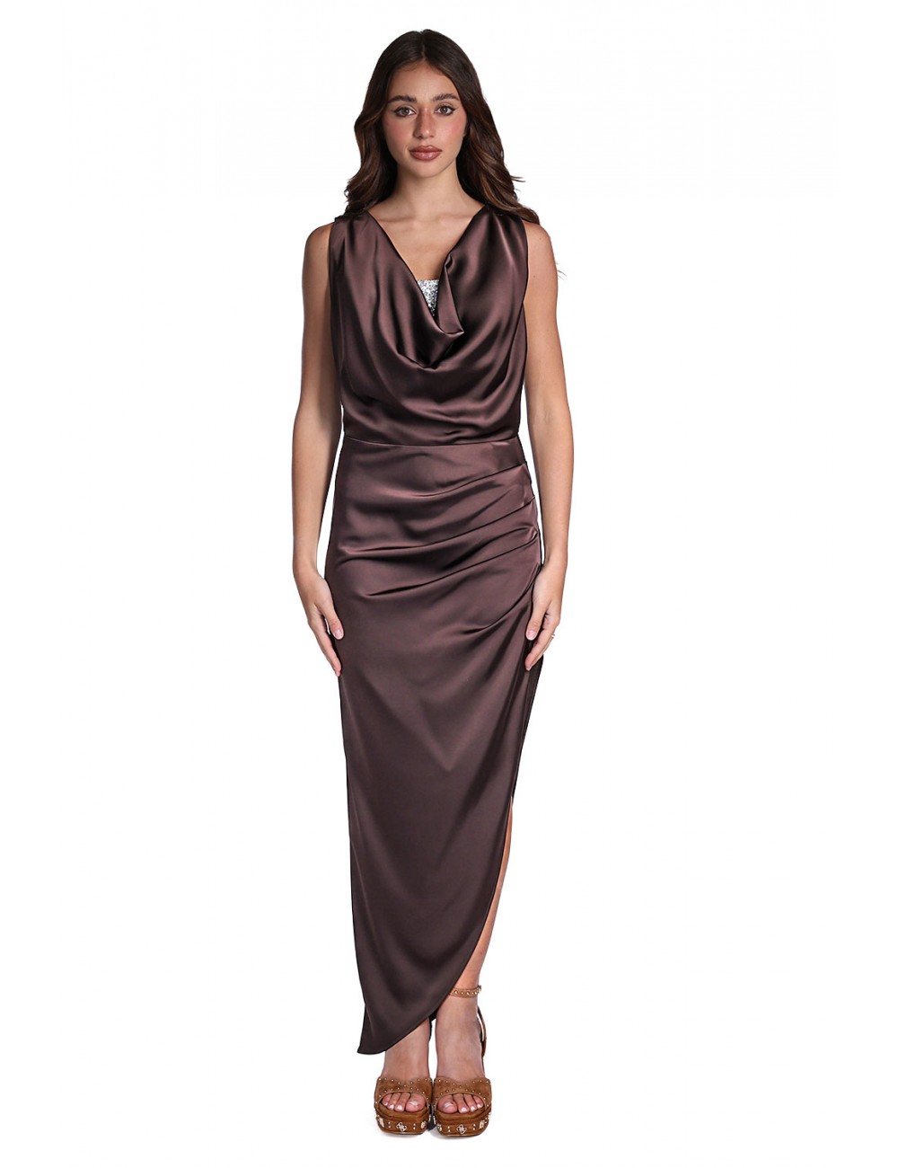 abito lungo jijil DONNA MARRONE 0005 MORO - JPE26AB235 vista frontale