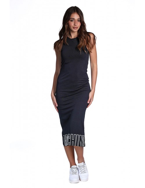 abito midi moschino DONNA NERO 0555 - V6A8904 - 4419 vista frontale 2