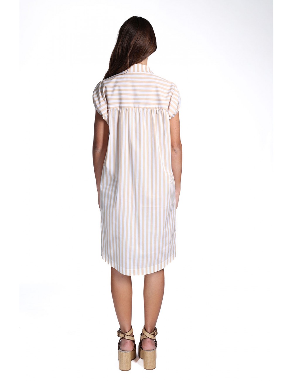 abito a camicia jijil DONNA BIANCO E BEIGE 0501-BIANCO/CAMMELLO - JPE26AB183 vista frontale