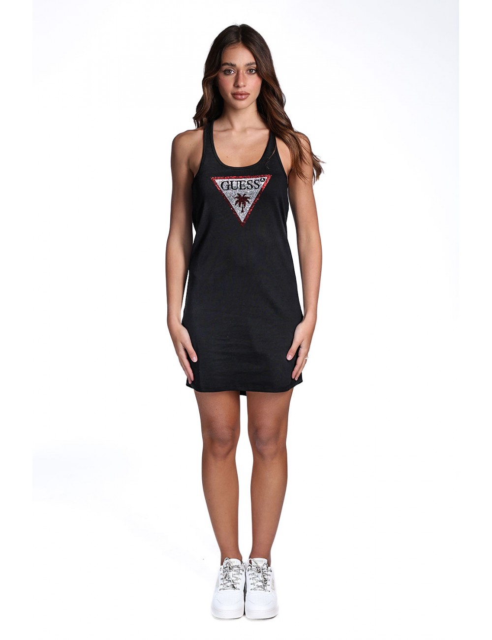 abito guess DONNA NERO JBLK - E5GP01I3Z14 vista frontale indossato