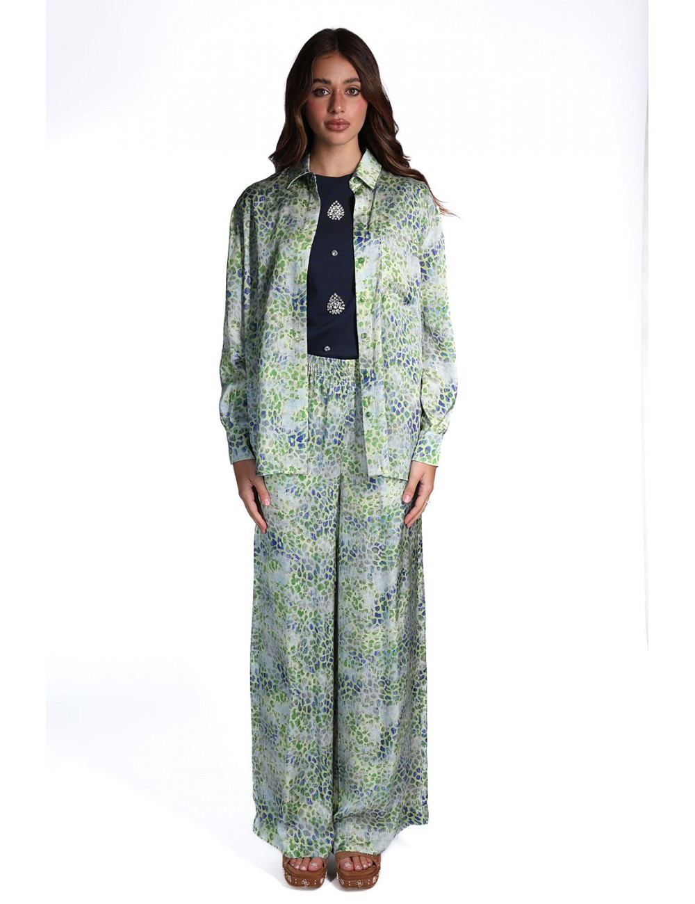 pantalone jijil DONNA 1549 MACULATO VERDE - JPE26PA125 vista completo frontale