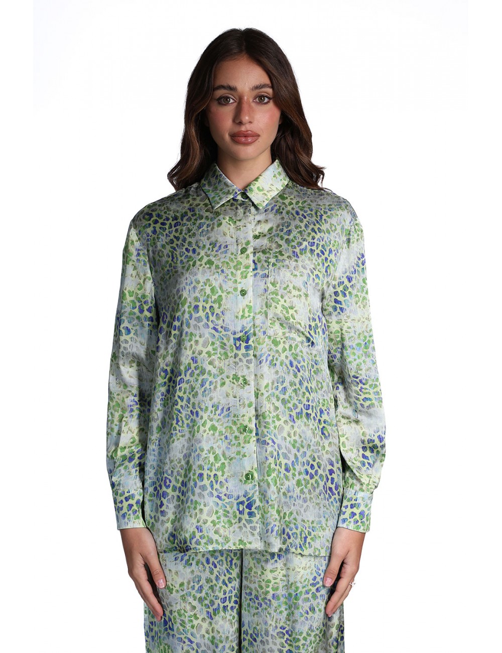camicia jijil DONNA 1549 MACULATO VERDE - JPE26CA126 vista frontale