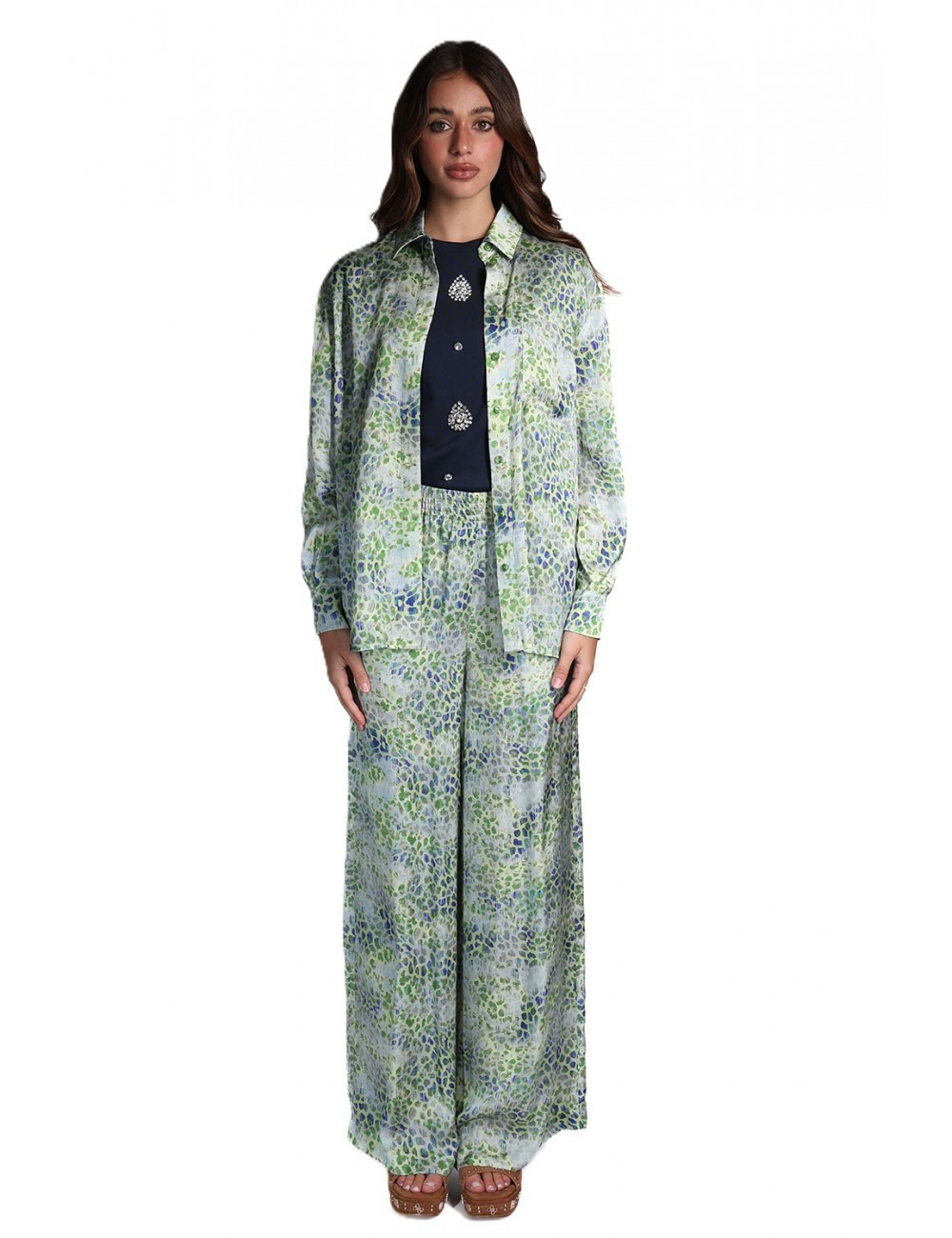 camicia jijil DONNA 1549 MACULATO VERDE - JPE26CA126 vista completo frontale