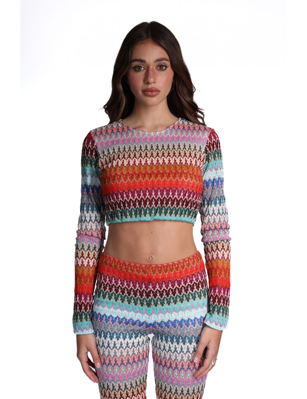 maglia crop kostumn°1 DONNA MULTICOLORE  - KE2656 vista frontale