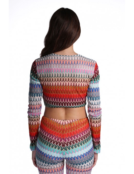 maglia crop kostumn°1 DONNA MULTICOLORE  - KE2656 vista frontale