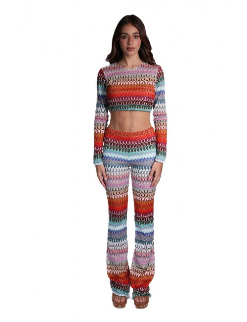 maglia crop kostumn°1 DONNA MULTICOLORE  - KE2656 vista completo frontale